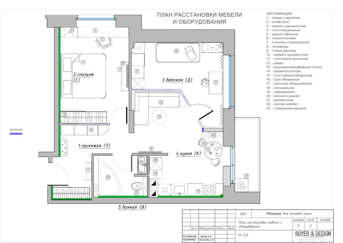План мебелировки комнаты