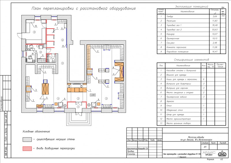 План магазина помещения