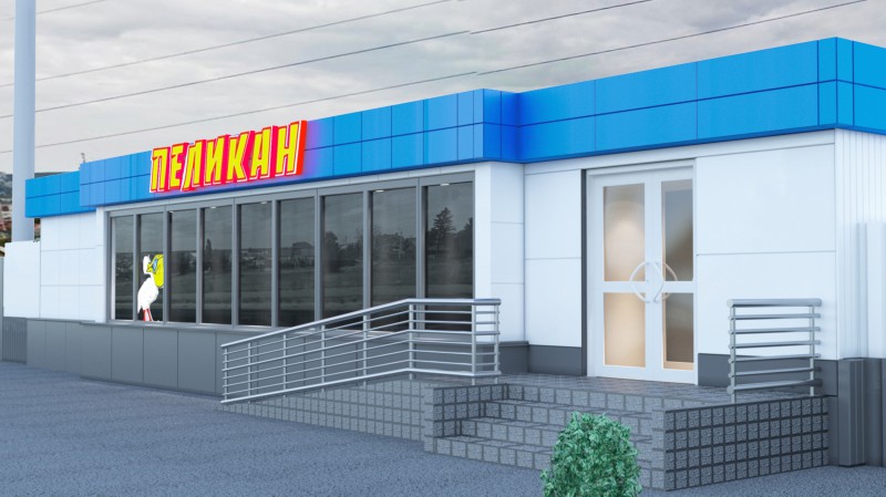 Фасад - супермаркета. профлист+композит вид -1 - Фрилансер David ...