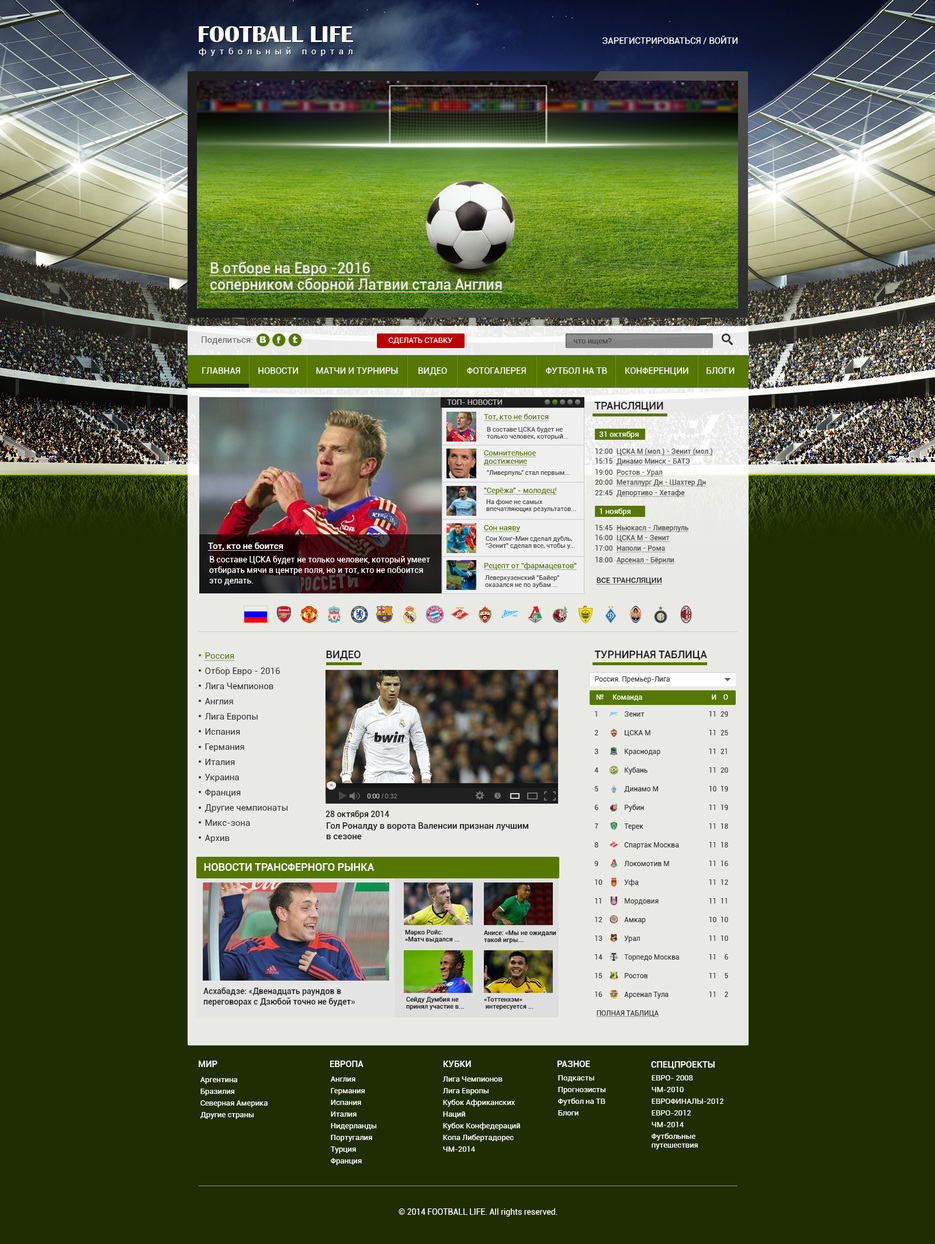 Мобильный сайт футбола