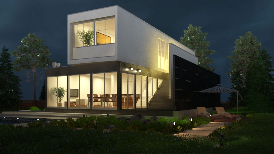 профессиональные рендеры экстерьеров. ночной рендер. ночной рендер. город рендер. здание рендер ночью.