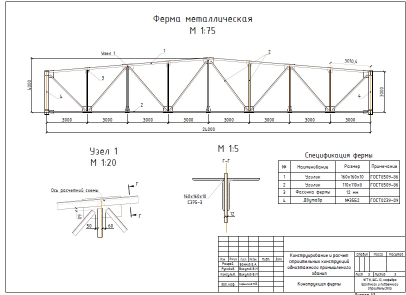 Проект металлической фермы