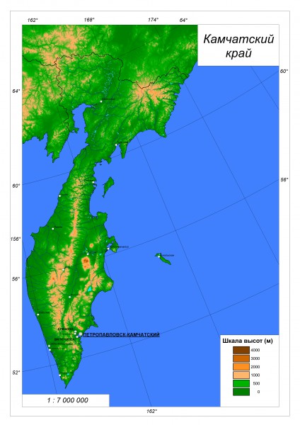 Карта камчатского края подробная