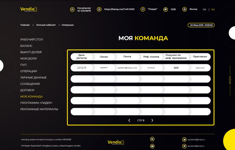 Дизайн личного кабинета пользователя