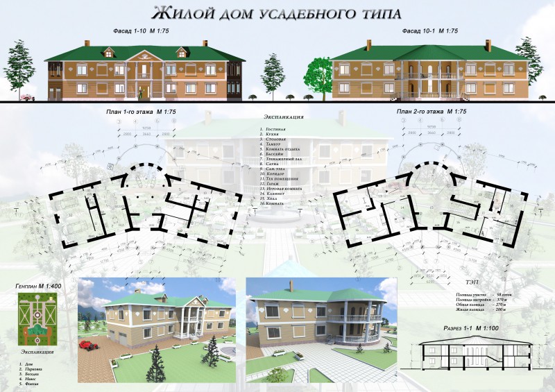 Жилой дом усадебного типа проект