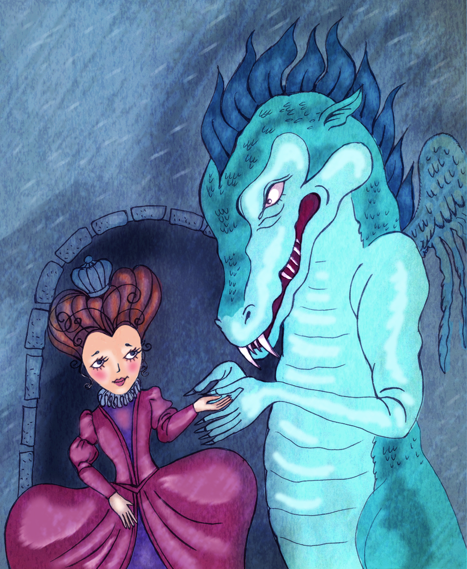 Смешной дракон и принцесса
