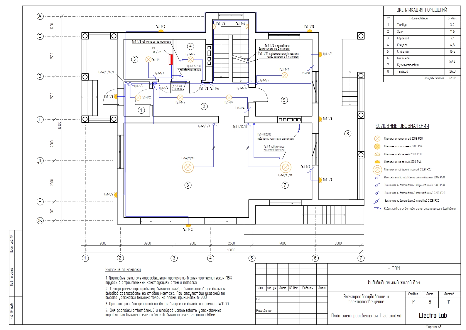 План электроосвещения квартиры