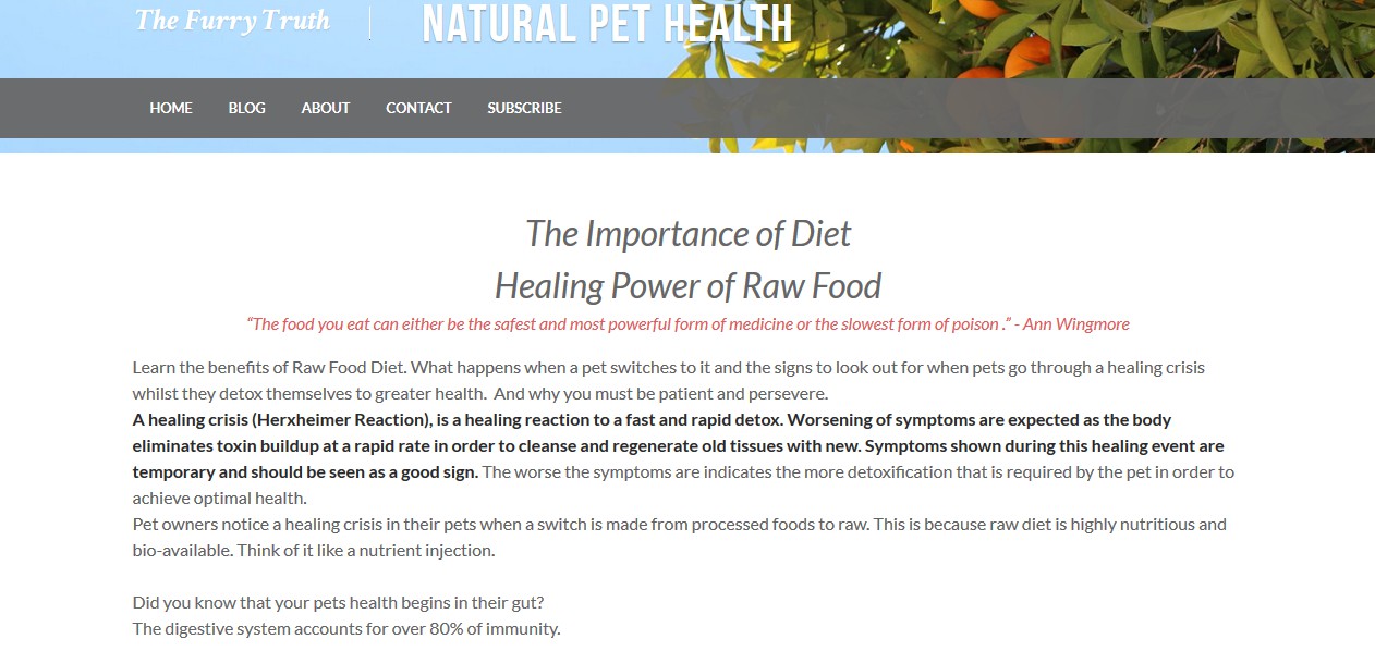 The importance of diet: healing power of raw food