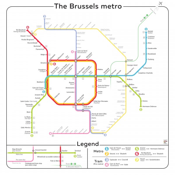 Метро брюсселя схема