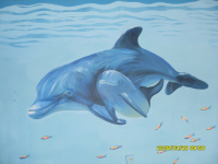 Настенная роспись "Дельфины" (акрил)