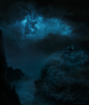 mysterious house in the mountains (matte painting)