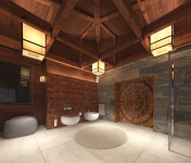 3D visualization. Bathroom. Mansard.