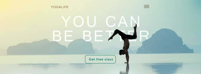 Landing page for yoga studio
