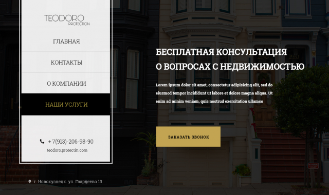 Landing Page  "TEODORO protection"