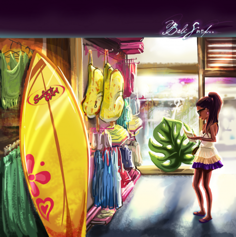 Surf Girl Travel Illustration