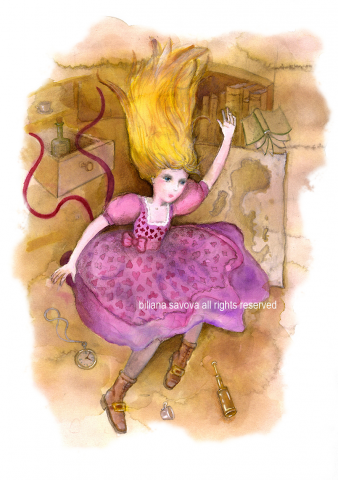 Falling down in Rabbit hole Alice in Wonderland