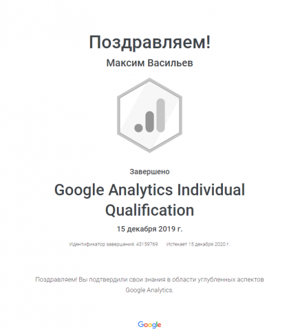  Google Analytics Individual Qualification