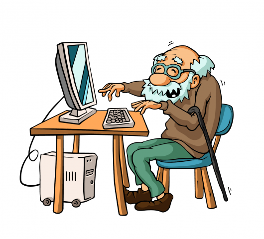 Дедуля за компьютером