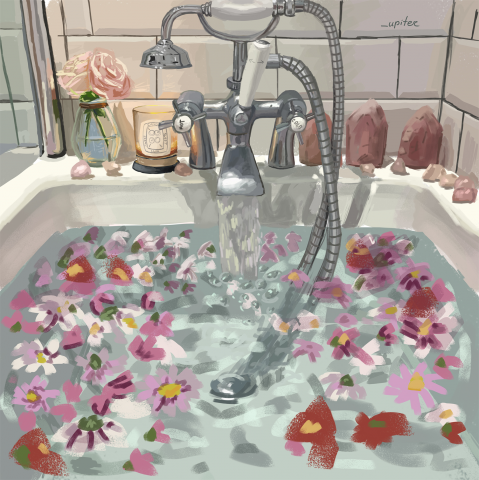  "Bath with flowers"