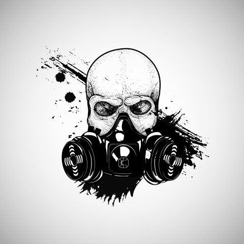 Skull in gas mask
