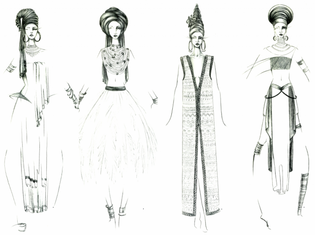 Sketches of African headdresses