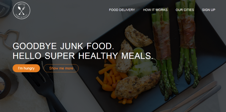 Landing page for food company