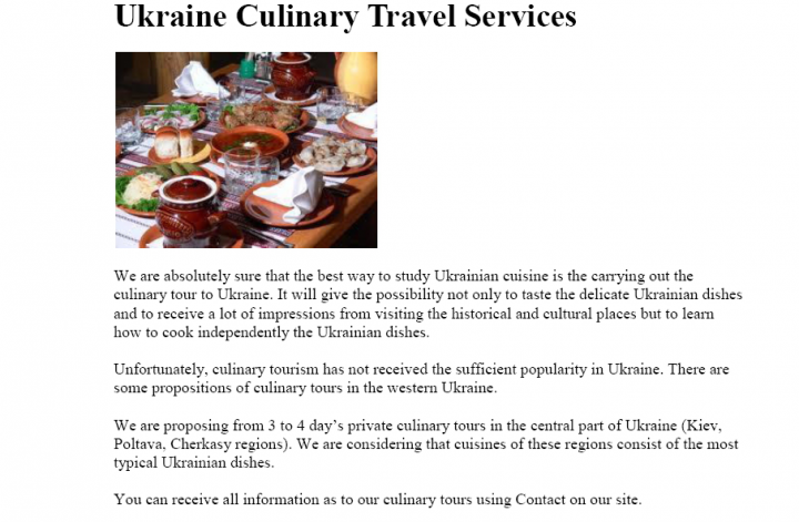 Ukraine Culinary Travel Services