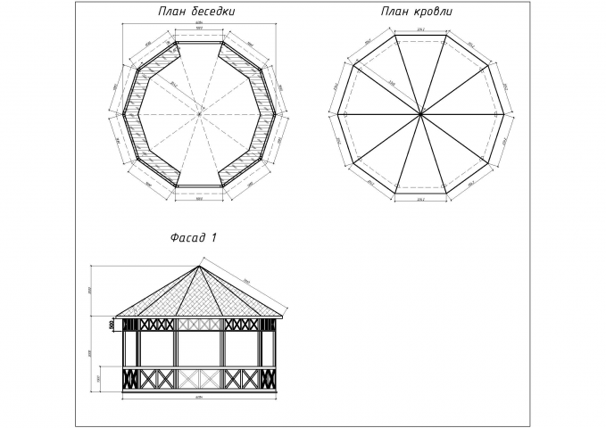 План чертеж беседки
