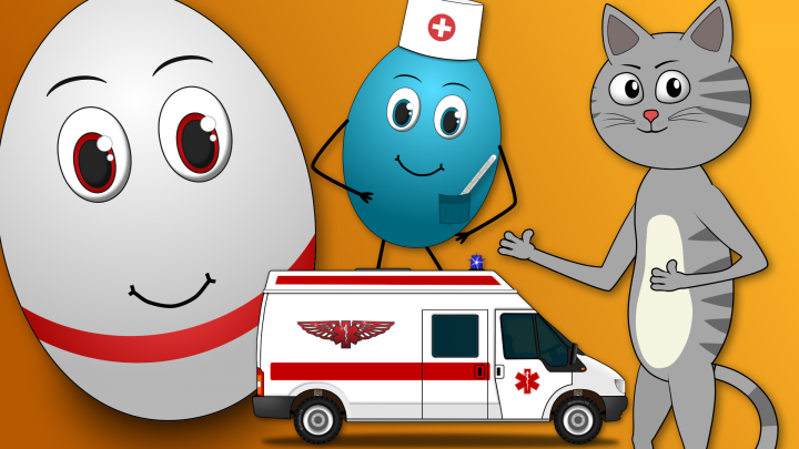 Funny Eggs. Ambulance. Cartoon for Children