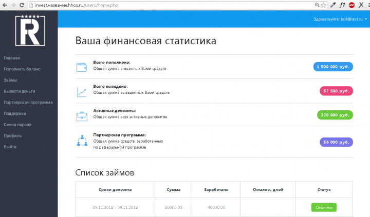 CRM-система "Инвестиционный фонд" плюс реферальная программа