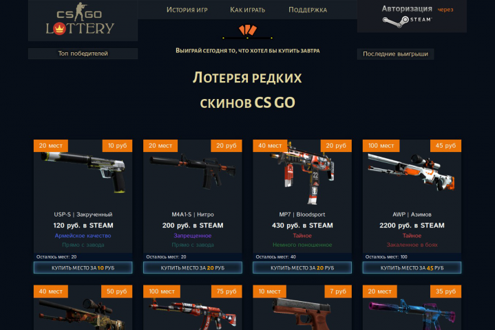 CS GO Lottery (Laravel, Redis, VueJs)