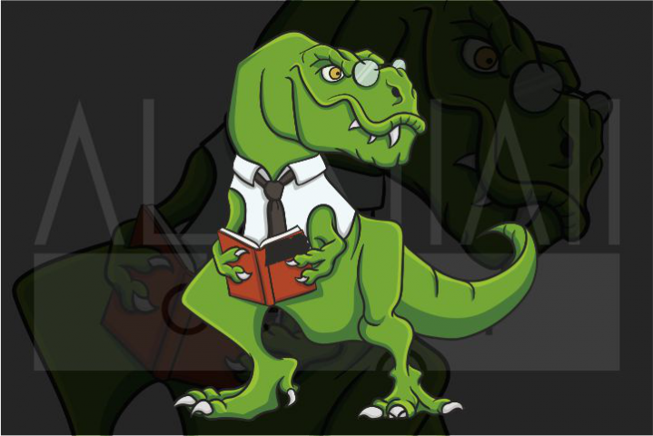 Funny T-rex with Book