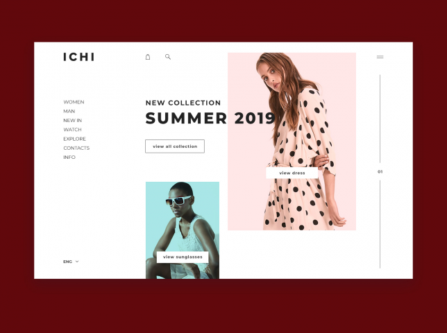 Site design for clothing brand "ICHI"