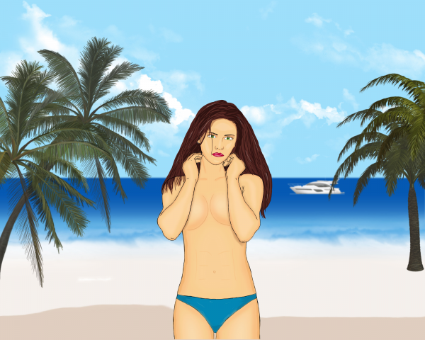 Иллюстрация в стиле GTA, "На пляже"