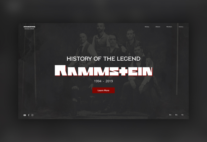 Концепт дизайн сайта группы Rammstein