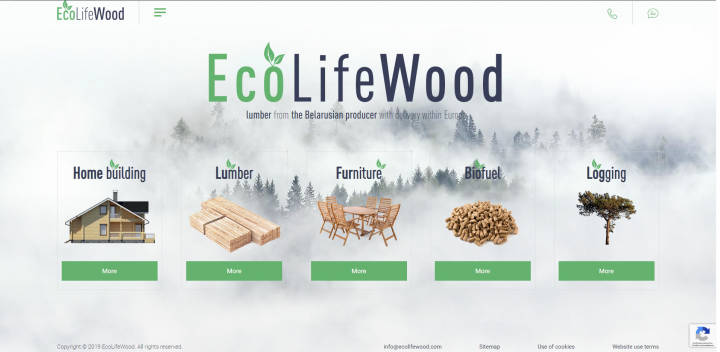 Ecolifewood - многостраничный мультиязычный сайт