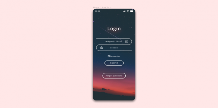 Login page for phone