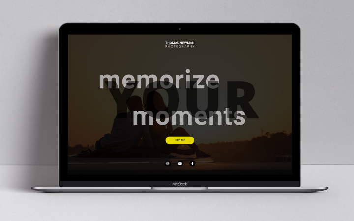 Landing page for photographer