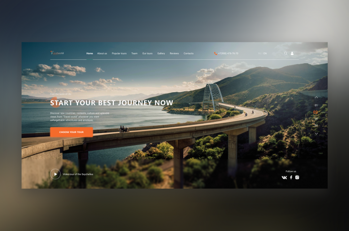Landing page для туристической компании Travel World