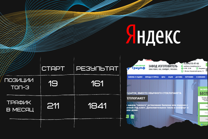 Продвижение сайта  osteklenie-triumph.ru