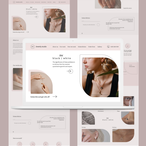 Landing page for jewerly house Black and White