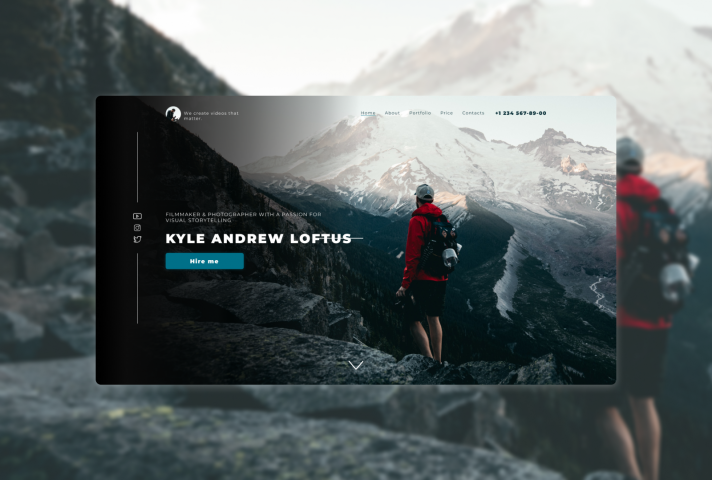 Landing page for videographer/