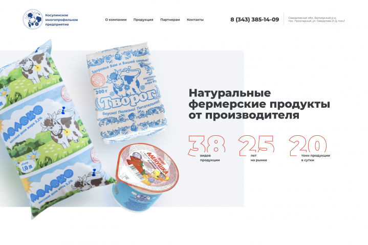 Дизайн сайта для компании, выпускающей молочную продукцию