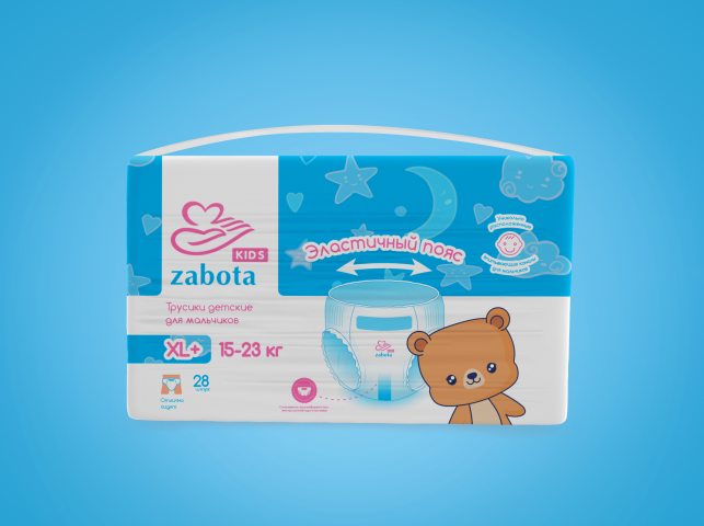 Дизайн упаковки детских трусиков для мальчиков, ТМ "Zabota Kids"