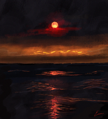 Sunset over sea /   