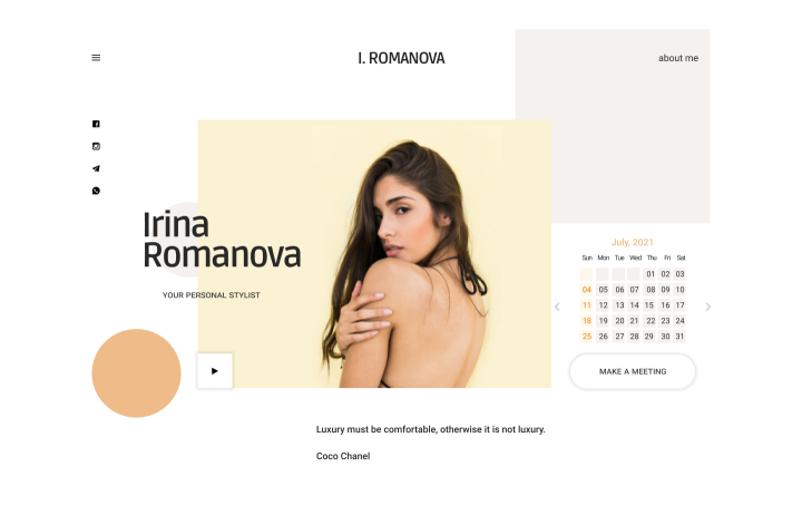 Landing page. Personal stylist