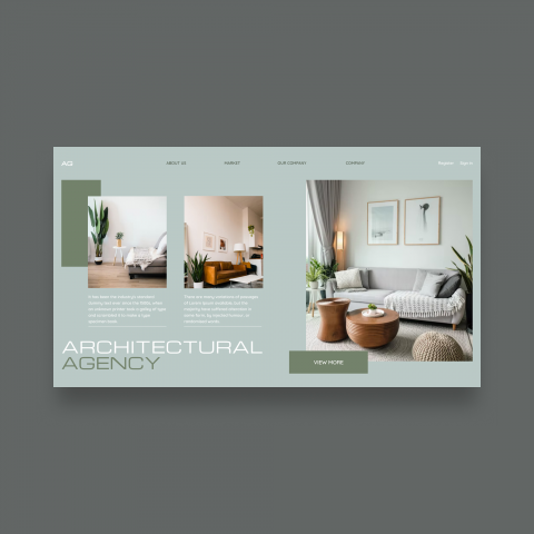 Landing page for architectural agency