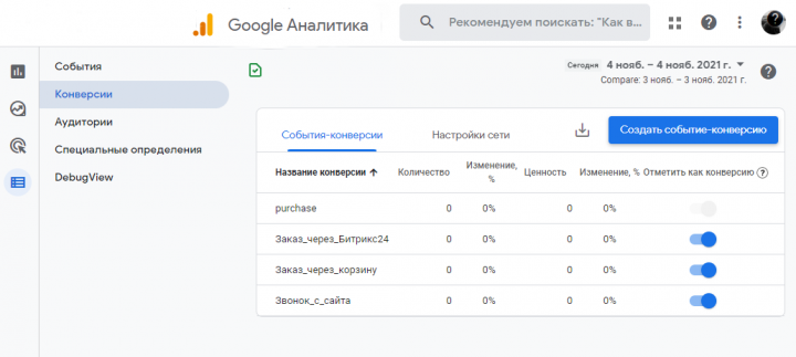 Настройка аналитики - 11.2021 GTM и GA4