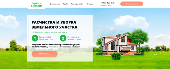 Стильный сайт по расчистке участка