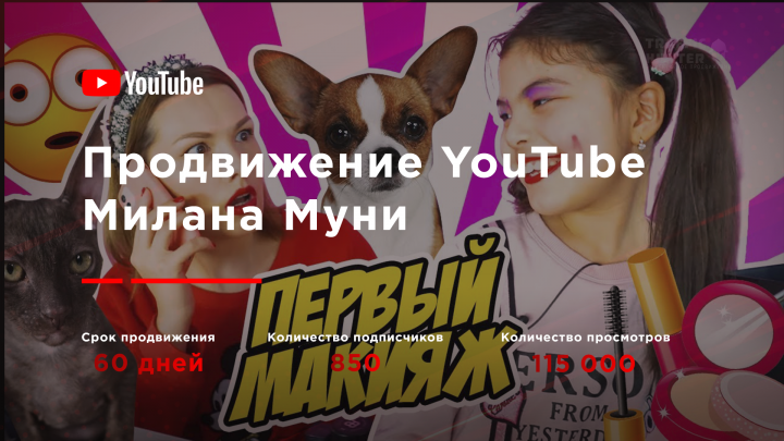 Продвижение детского YouTube канала Милана Муни